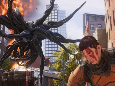 Spider-Man in his Anti-Venom suit using black Symbiote tendrils in Spider-Man 2