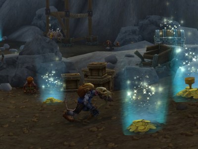 A Kobold surrounded by Plunder in World of Warcraft: Plunderstorm