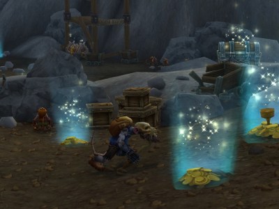 A Kobold surrounded by Plunder in World of Warcraft: Plunderstorm