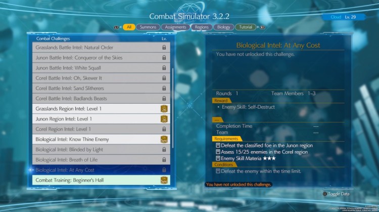 All Corel Enemy Assess Locations In Final Fantasy 7 Rebirth Combat Simulator
