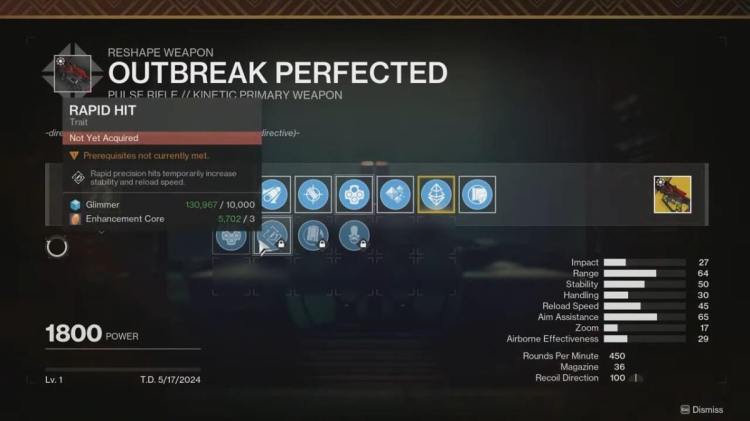 Destiny 2 Outbreak Perfected Craftable Perks