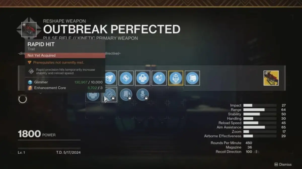 Destiny 2 Outbreak Perfected Craftable Perks