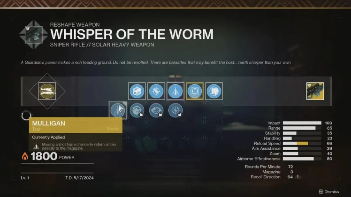 Destiny 2 Whisper Of The Worm Craftable Perks