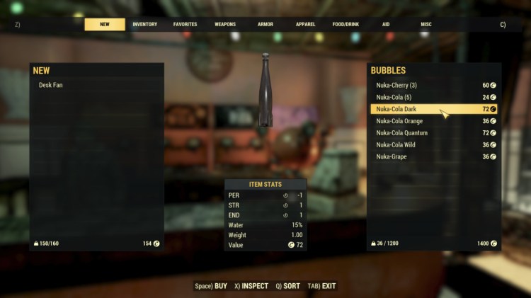 Fallout 76 Bubbles Nuka Cola Vendor