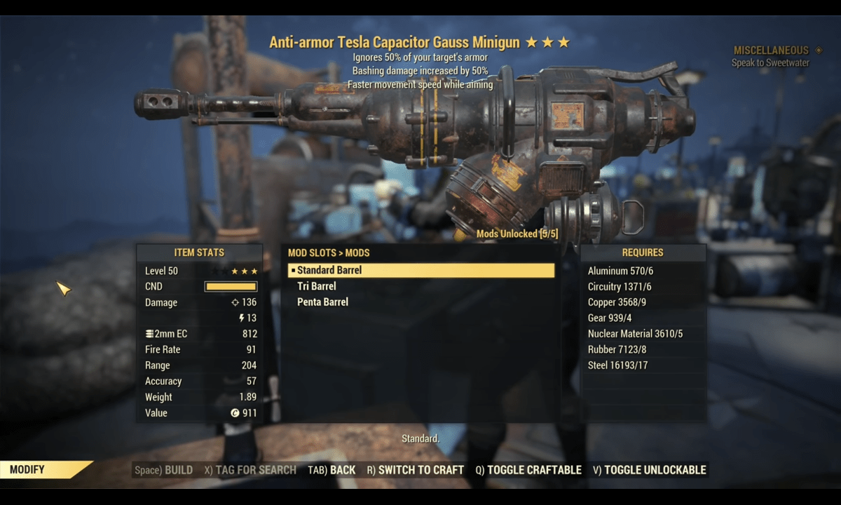 Fallout 76 Gauss Minigun Guide – Location, Mods, Stats, and More