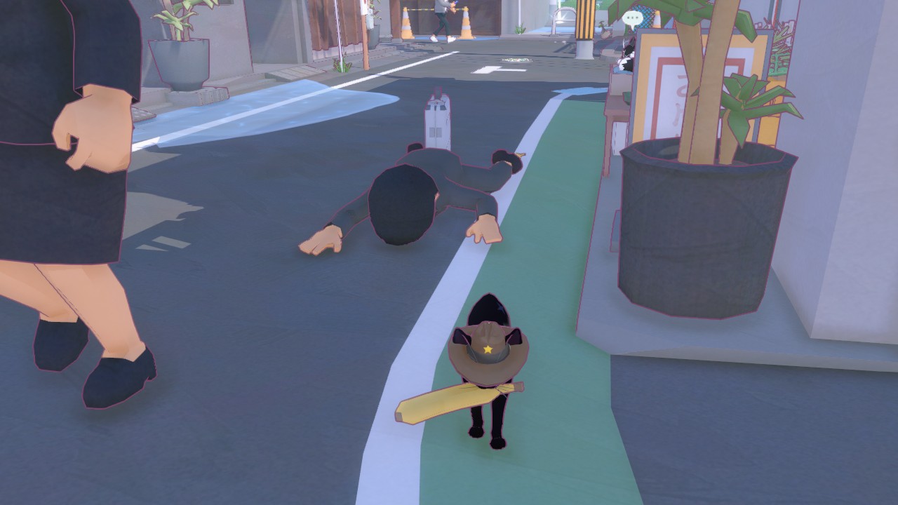 How to make a human slip on a banana in Little Kitty, Big City Fruit